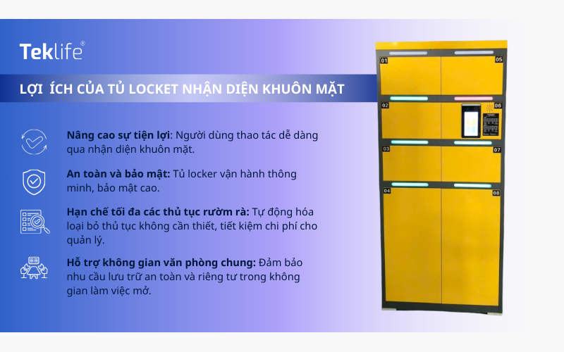 Hình ảnh, lợi ích tủ Locker nhận diện khuôn mặt, Teklife 