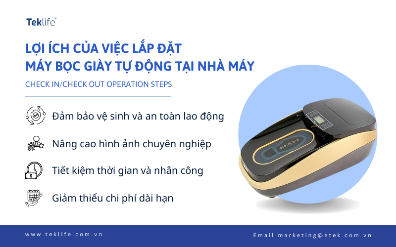 Hình ảnh lợi ích của việc lắp đặt máy bọc giày tự động