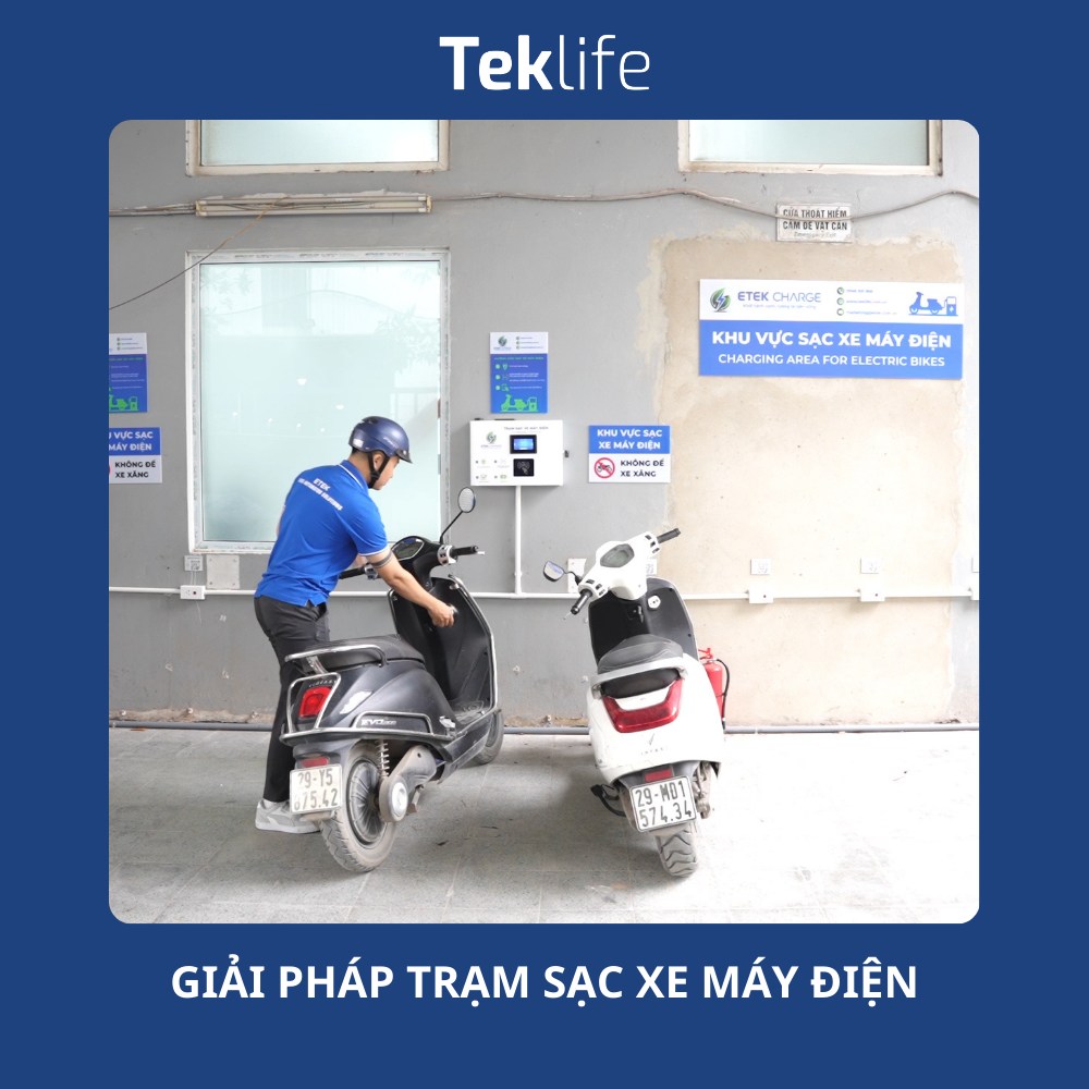 Teklife triển khai trạm sạc xe máy điện – giải pháp hạ tầng cho doanh nghiệp & đô thị xanh